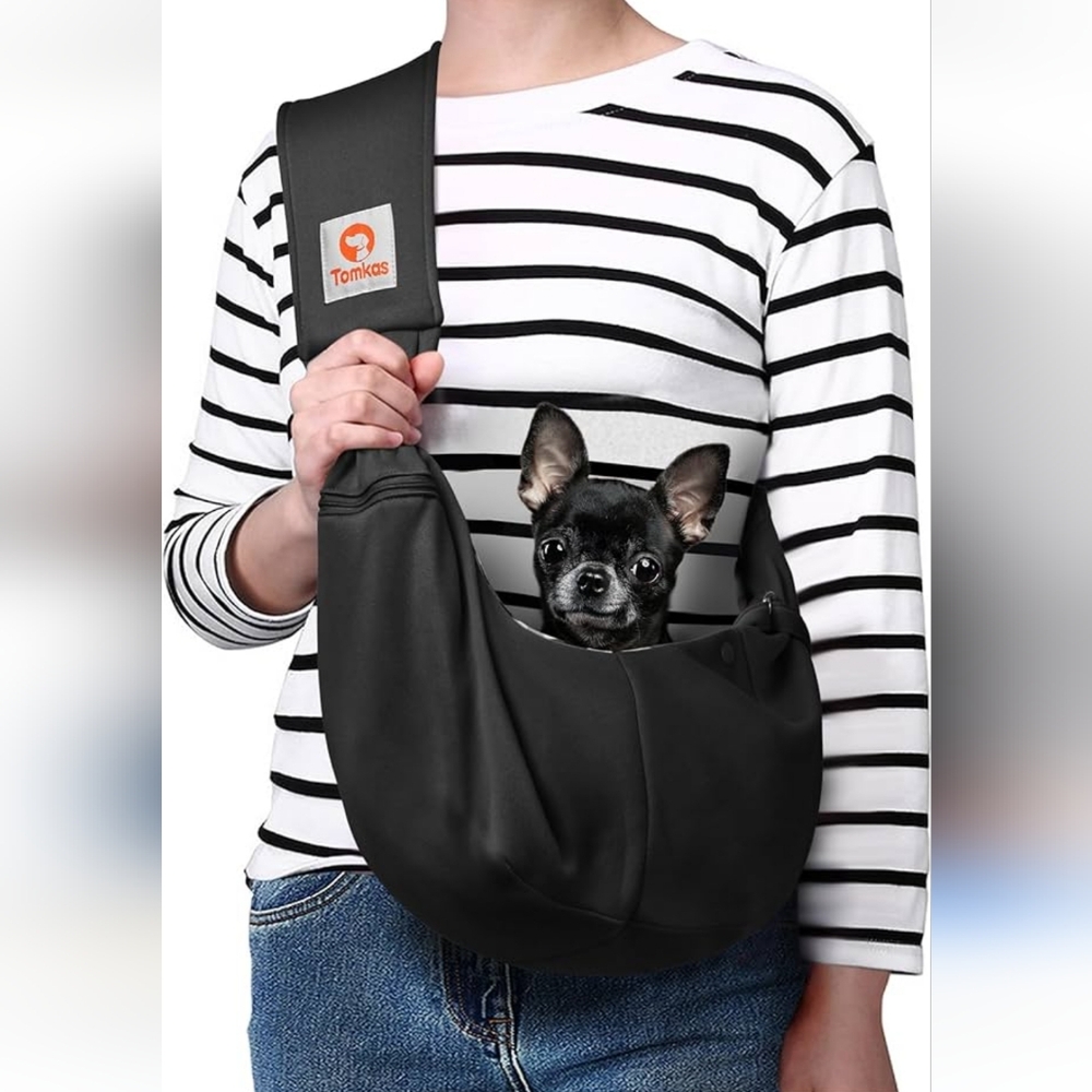 Tomkas Small Dog Sling Carrier  Adjustable Strap & Zip Pocket - for 3-10 lbs NWT